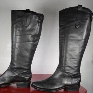 Women's Sam Edelman Black Leather Knee High Long Riding Fashion Boots 7.5